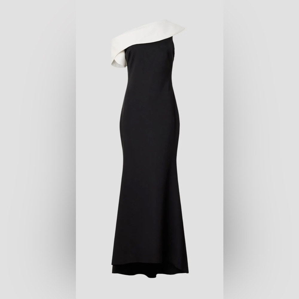 RTR Sz 6 Badgley Mischka
One Shoulder Gown Black White Prom Floor Length maxi